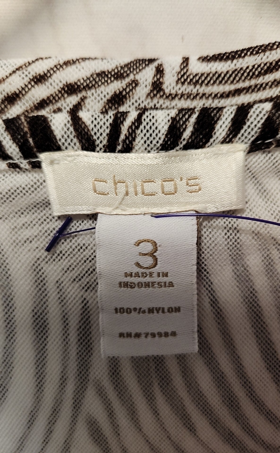 Chico's Women's Size 3 = US XL White & Brown Sleeveless Top