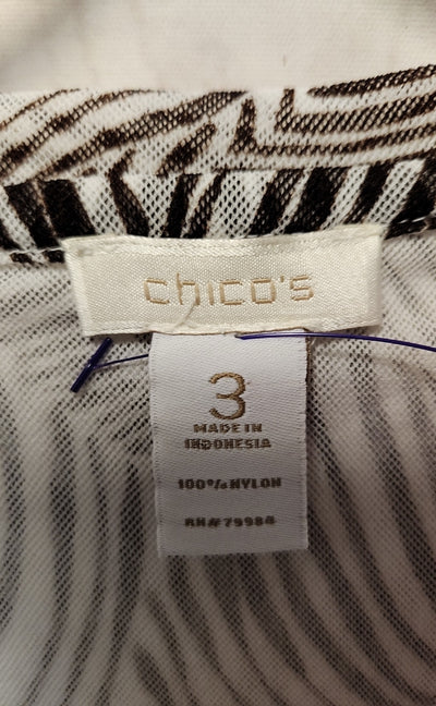 Chico's Women's Size 3 = US XL White & Brown Sleeveless Top