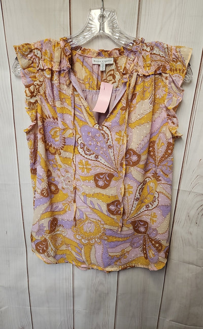 Maison d'Amelie Women's Size S Pink & Yellow Short Sleeve Top