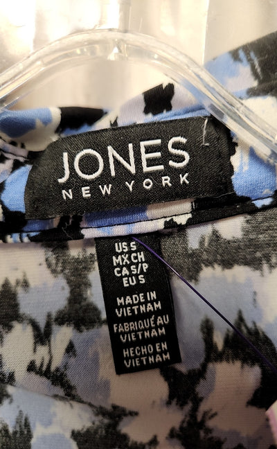 Jones New York Women's Size S Black & Blue Long Sleeve Top