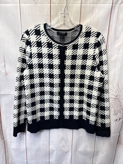 Ann Taylor Women's Size L Petite White & Black Cardigan