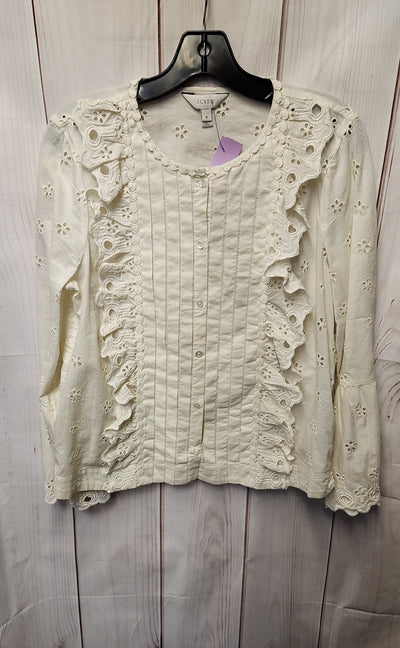 J Crew Women's Size 8 White Long Sleeve Top