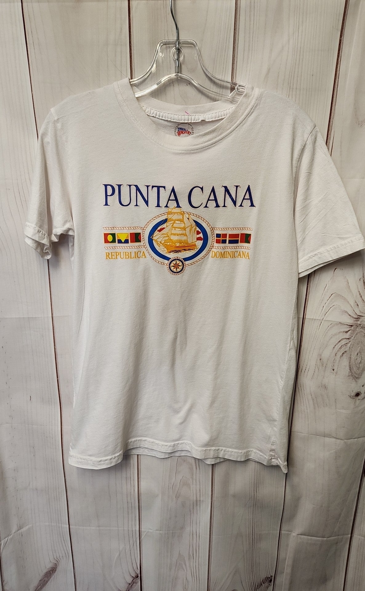 Dominican Textil Women's Size M White Short Sleeve Top