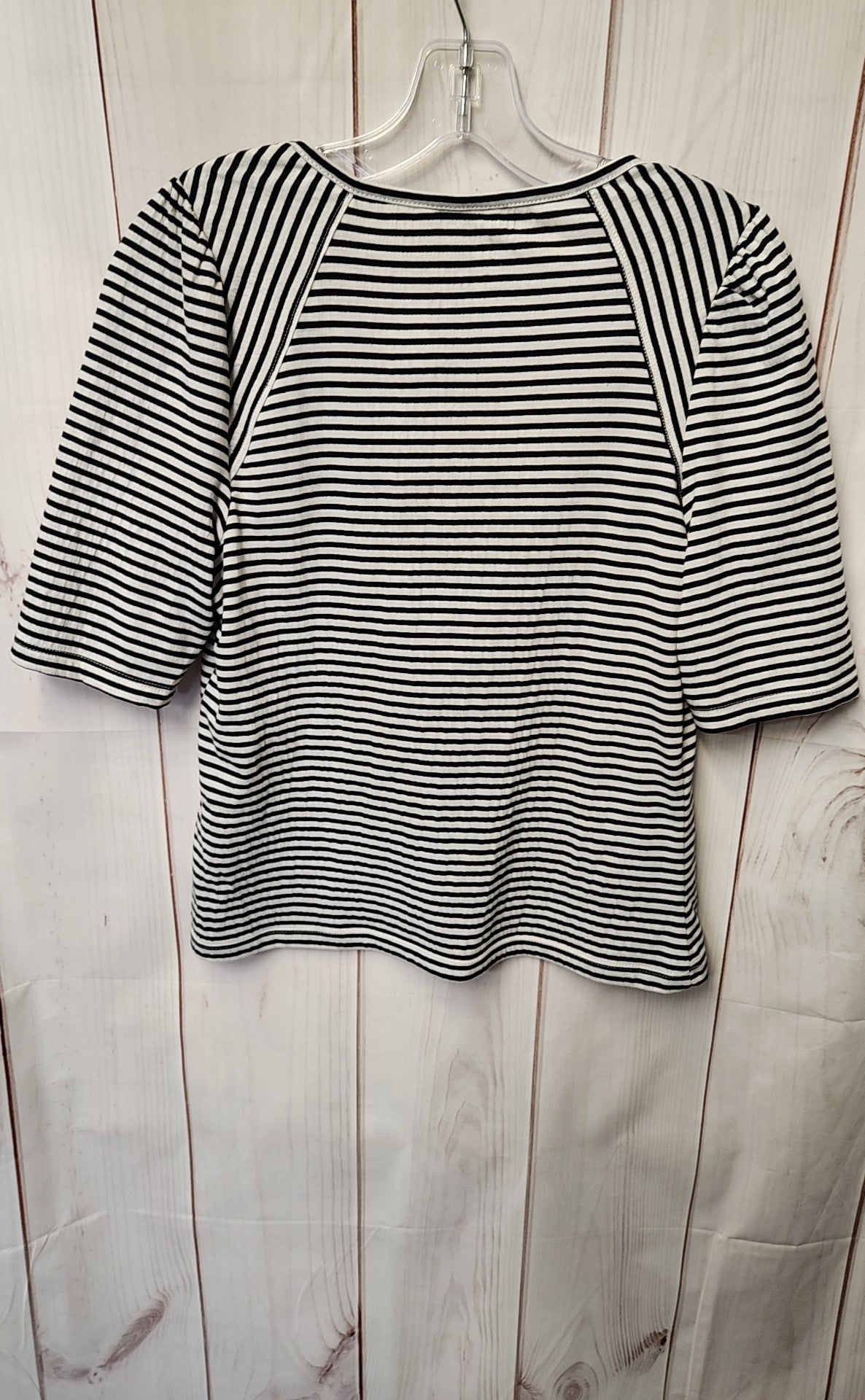 Max Studio Women's Size L White & Black Short Sleeve Top