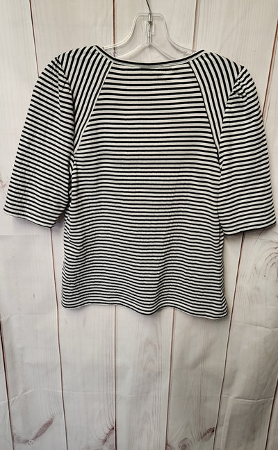 Max Studio Women's Size L White & Black Short Sleeve Top