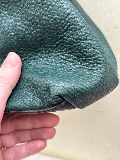 Michael Kors Large Green Leather Shoulder Purse Bag AS IS - wear