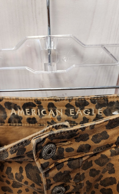 American Eagle Women's Size 0 Brown Animal Print Skirt Low Rise A-Line