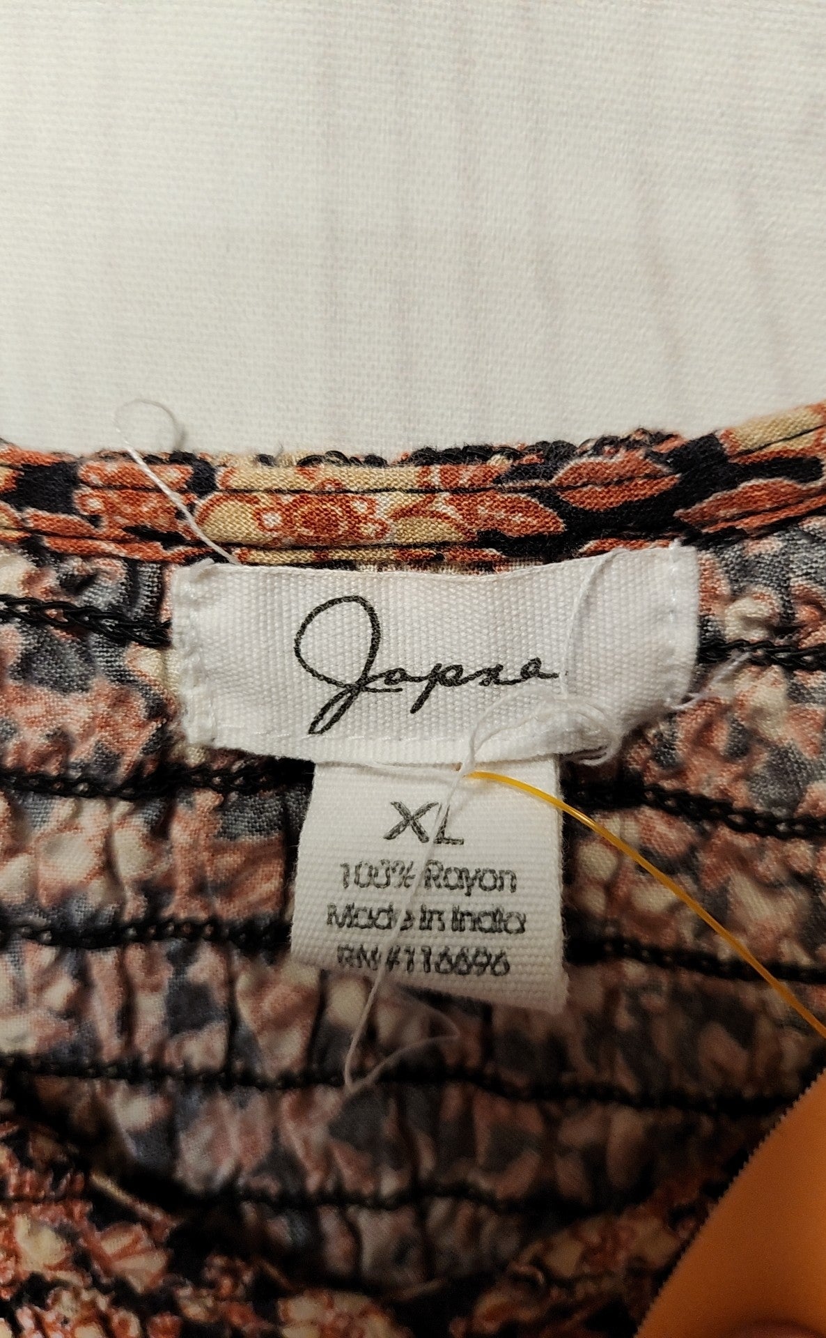 Japna Women's Size XL Brown Floral Short Sleeve Top