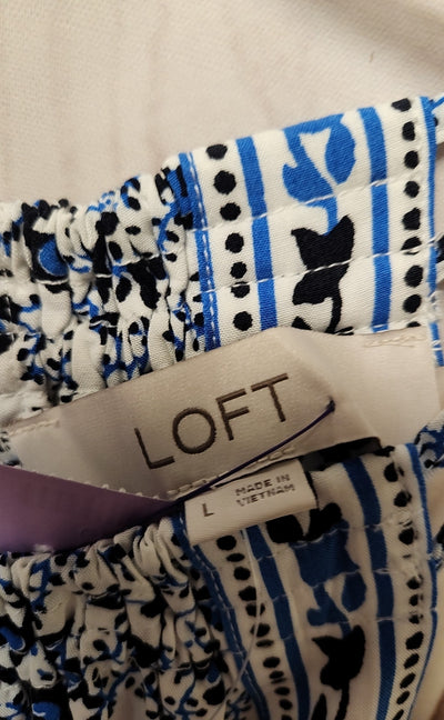 NWT Loft Women's Size L White & Blue Floral Dress