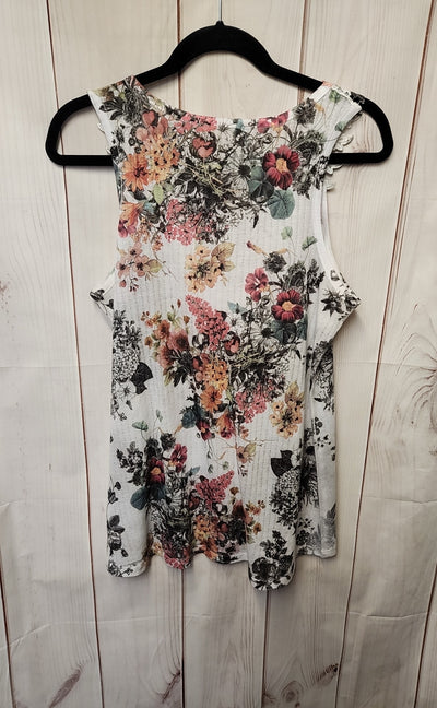 Vocal Women's Size M White Floral Sleeveless Top