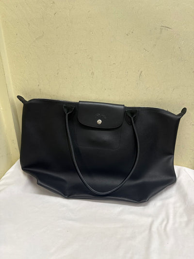 Longchamp Le Pliage City L Black Leather Tote Bag