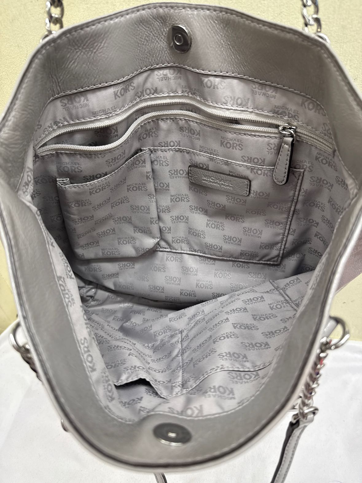 Michael Kors Gray Leather Tote Bag AS IS - marks