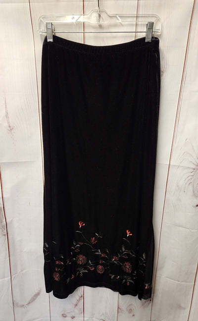 Notations Women's Size XL Black Velour Floral Skirt
