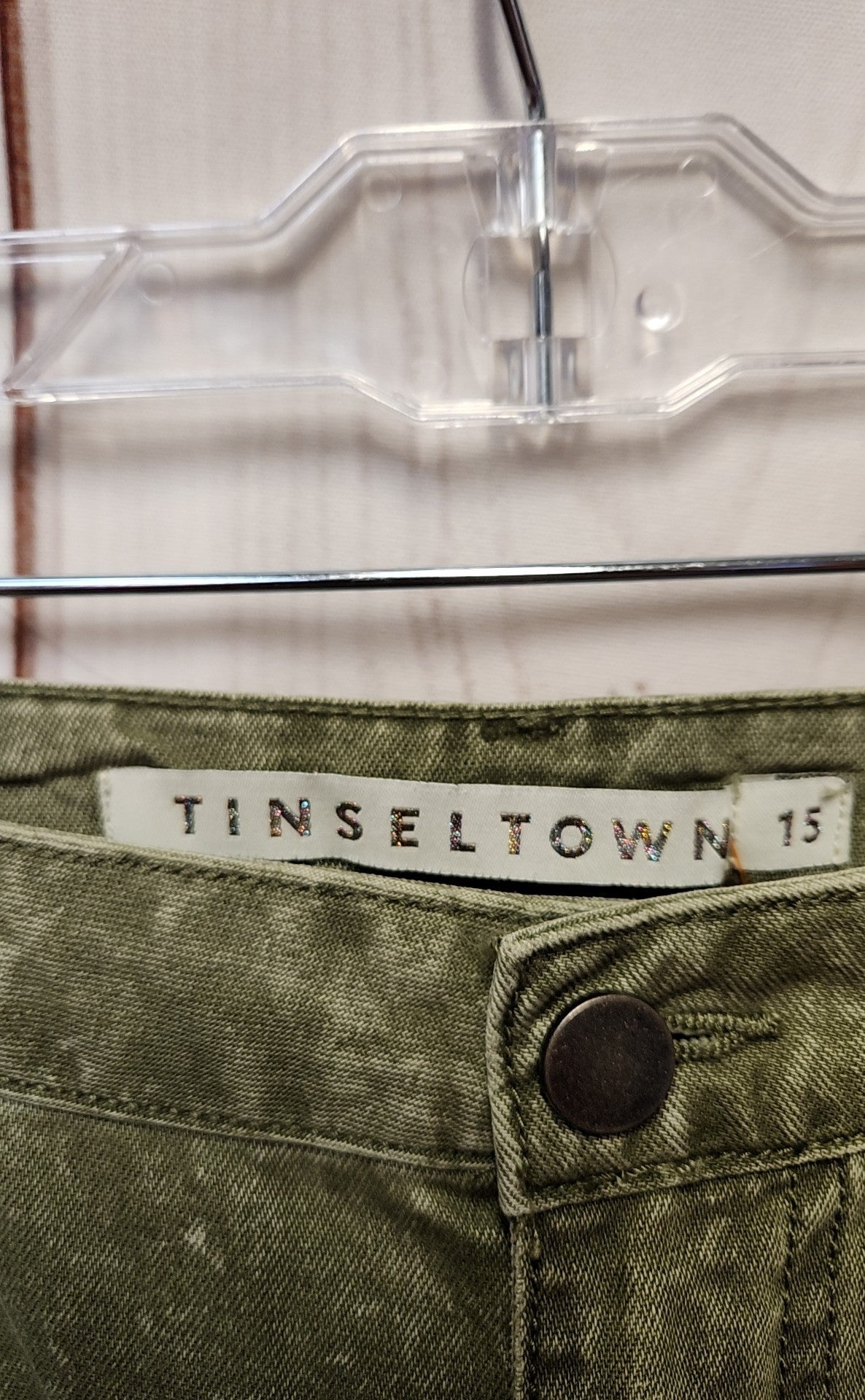 NWT Tinseltown Women's Size 33 (15-16) Green Jeans Mid Rise Relaxed Straight