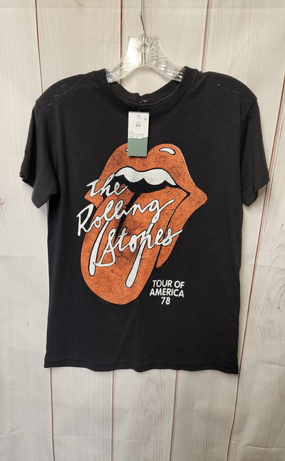 NWT The Rolling Stones Women's Size XS Black Short Sleeve Top