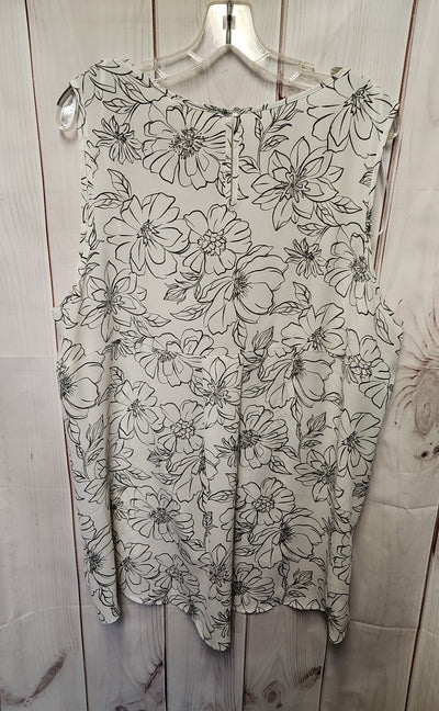 Everleigh Women's Size 2X White Floral Sleeveless Top