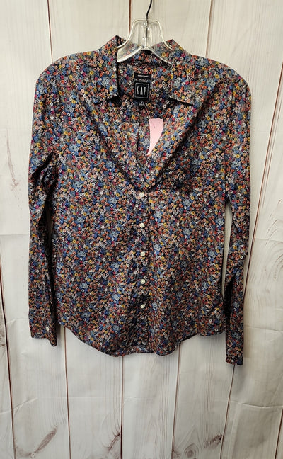 Gap Women's Size S Blue Floral Long Sleeve Top