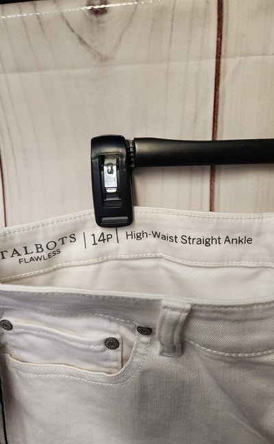 NWT Talbots Women's Size 14 Petite White Pants High Waist Straight Ankle