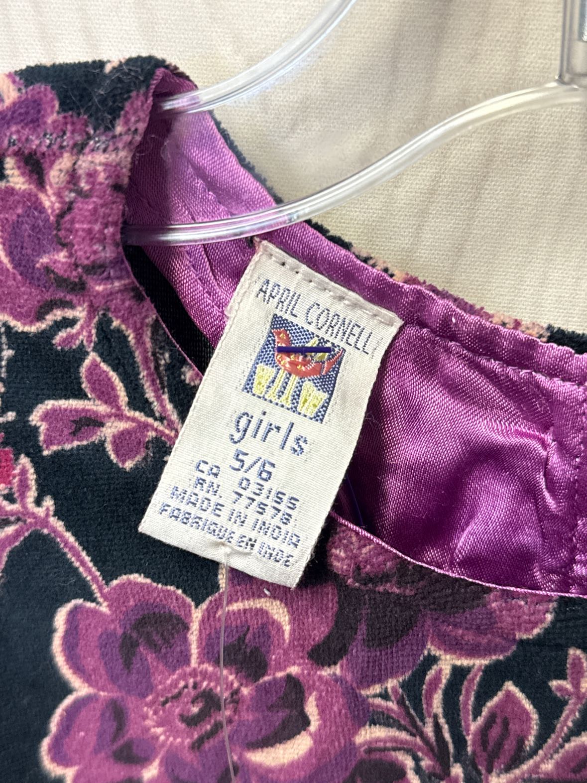NWT Vintage April Cornell Girl's Size 5/6 Purple Dress