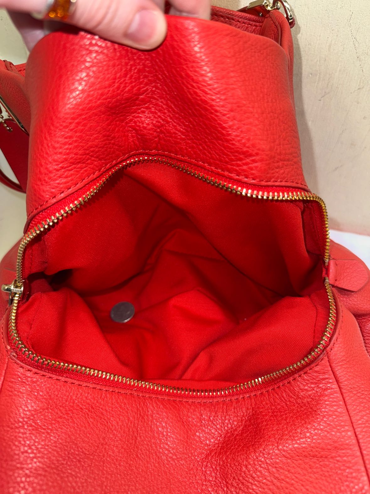 Coach Madison Phoebe F34495 Coral Orange Pebbled Leather Shoulder Bag Purse
