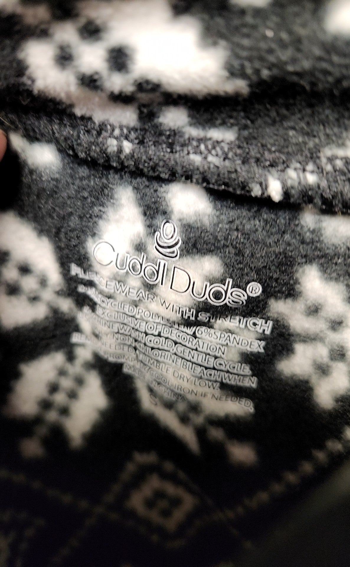Cuddl Duds Women's Size S Black & White PJ Bottoms