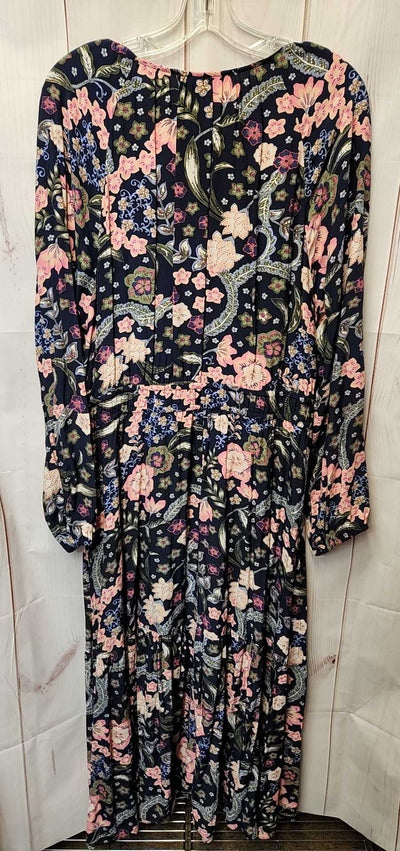 Loft Women's Size XL Navy Floral Dress