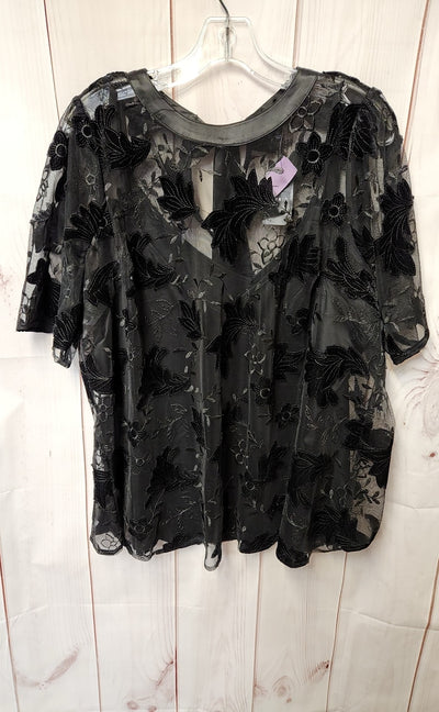 NWT Torrid Women's Size 0 = US L/12 Black Short Sleeve Top