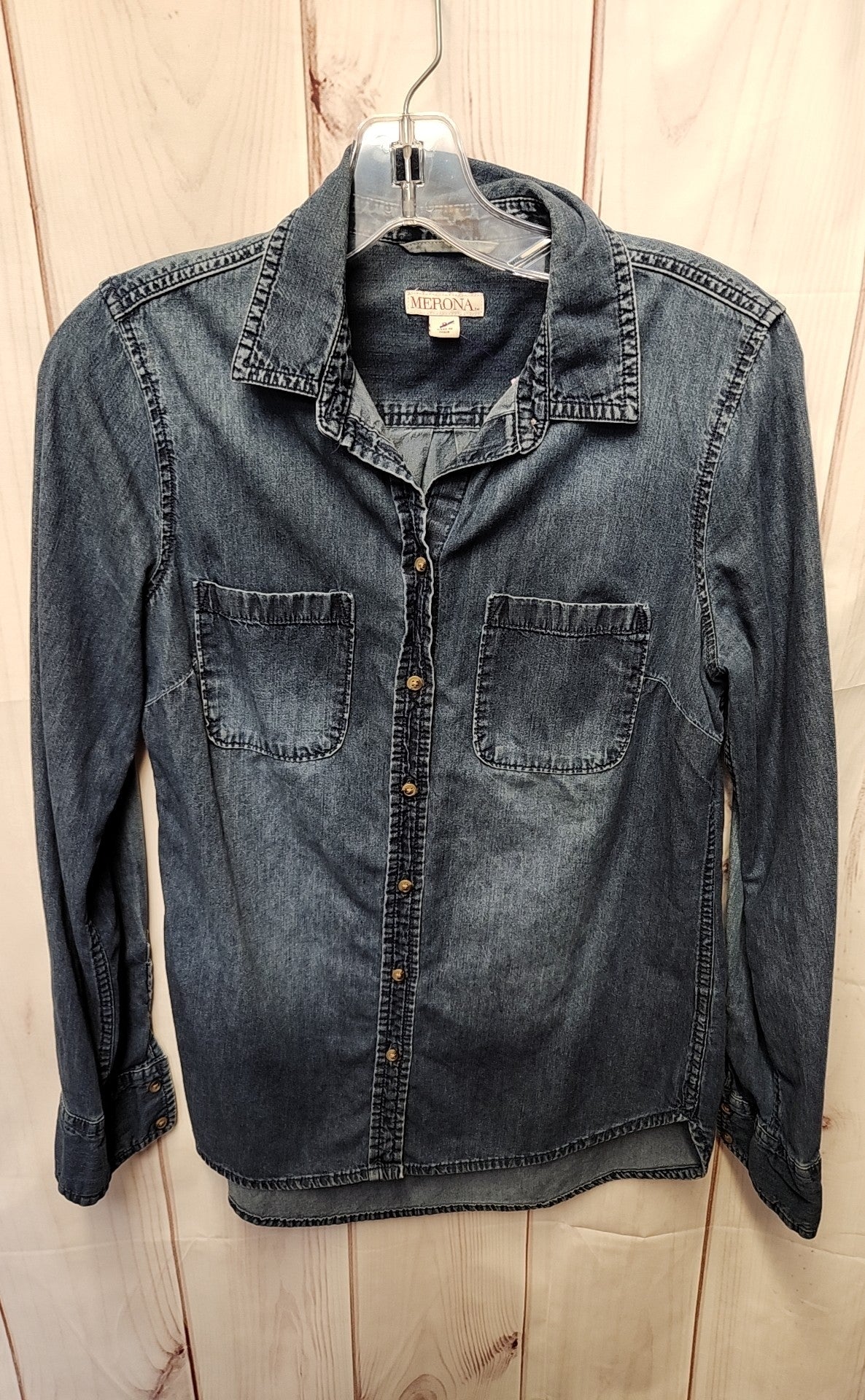 Merona Women's Size S Denim Long Sleeve Top