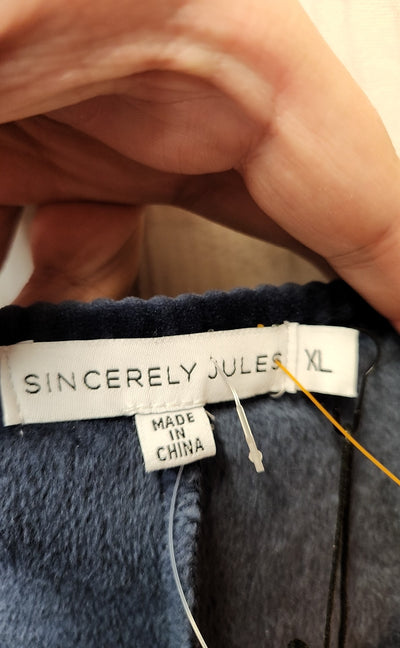 NWT SincerelyJules Women's Size XL Blue Velour Jumpsuit