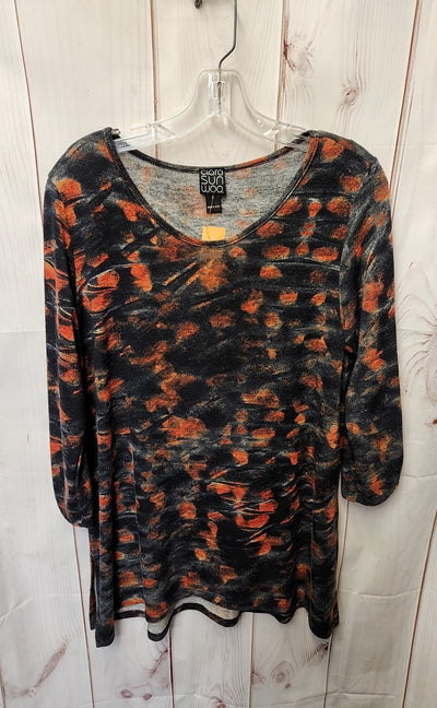 Clara Sun Woo Women's Size S Black & Red 3/4 Sleeve Top