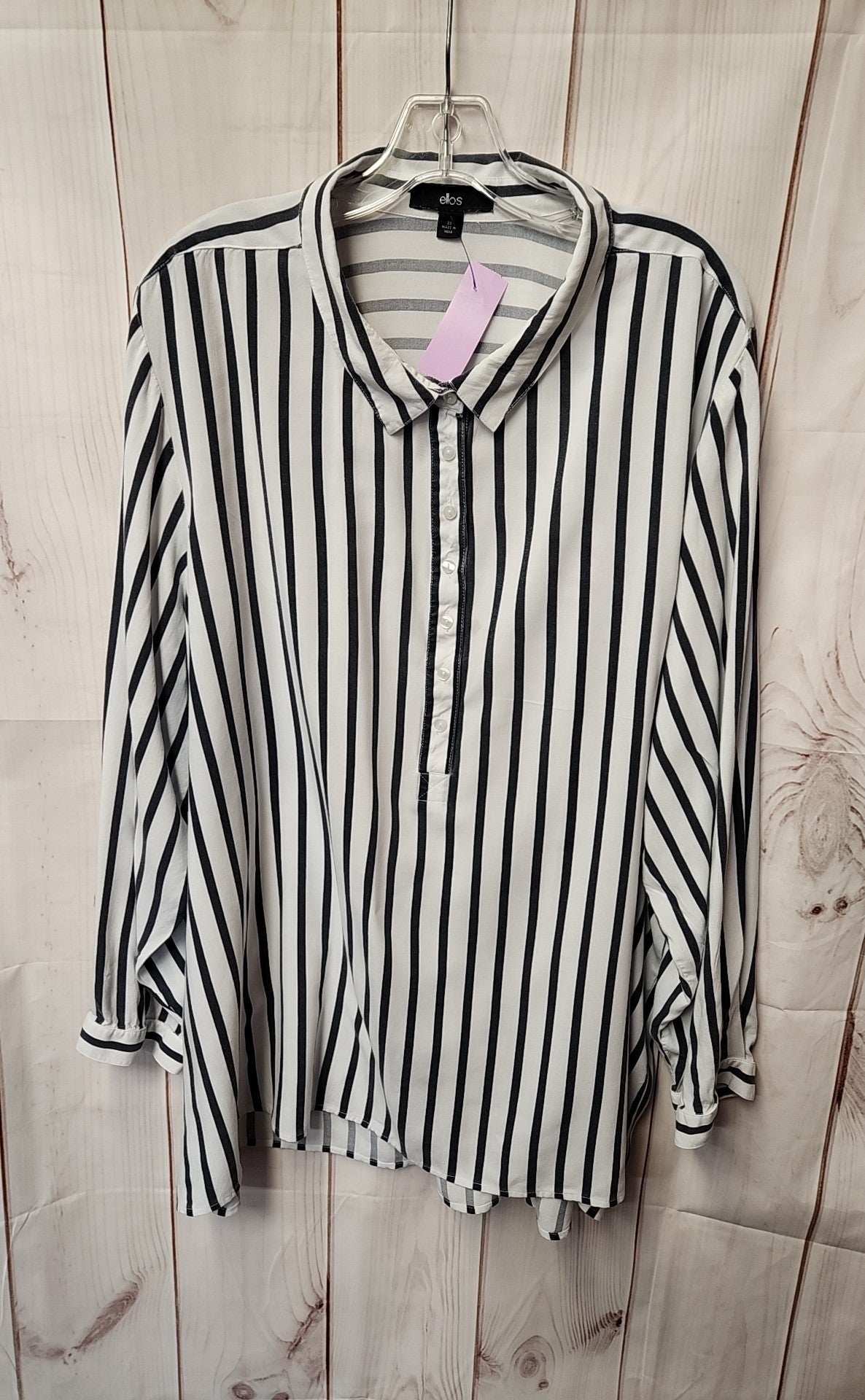 Ellos Women's Size 3X White Long Sleeve Top