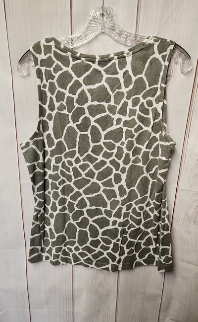 Chico's Women's Size 3 = US XL White & Green Animal Print Sleeveless Top
