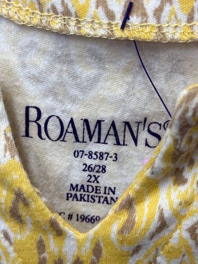 Roamans Women's Size 2X Yellow Short Sleeve Top