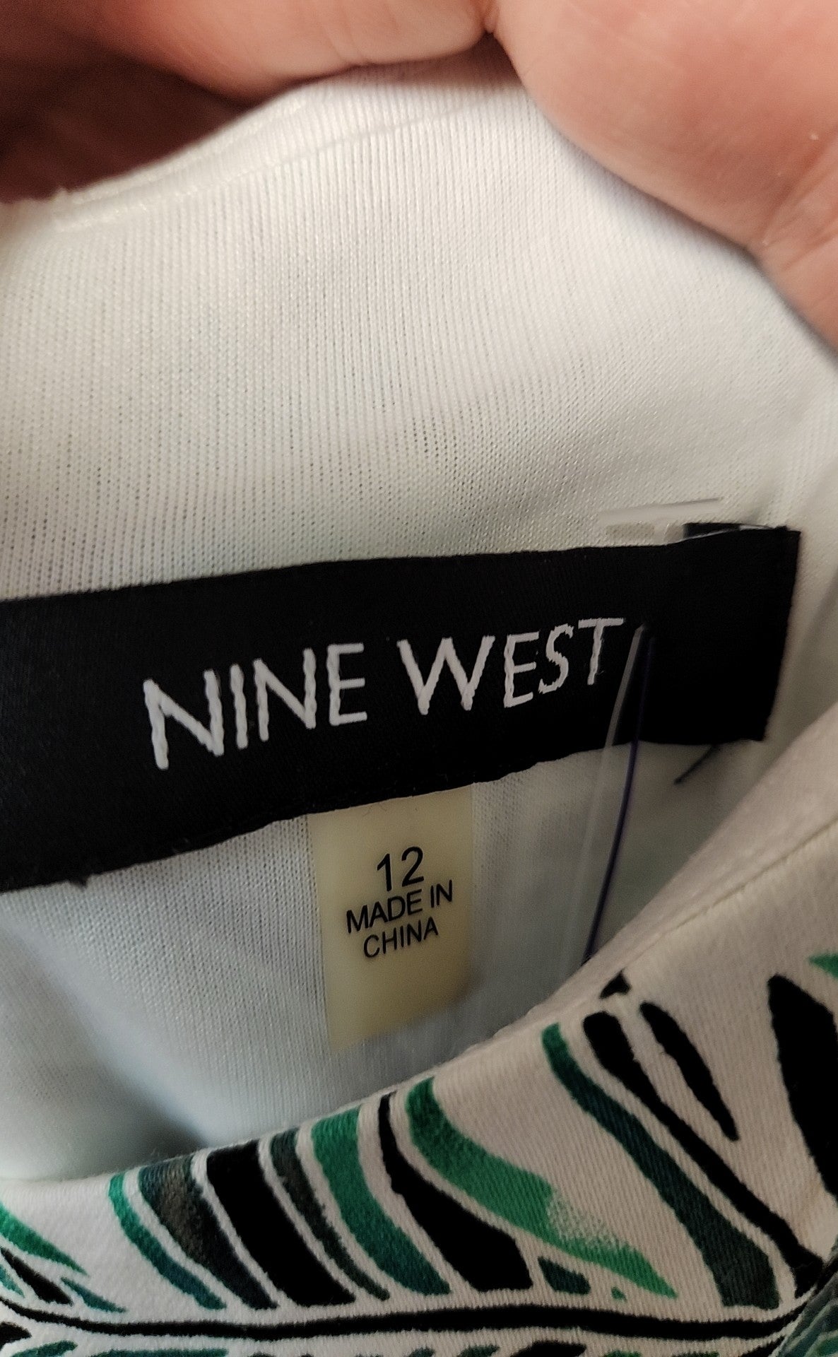 NWT Nine West Women's Size 12 White & Green Floral Dress