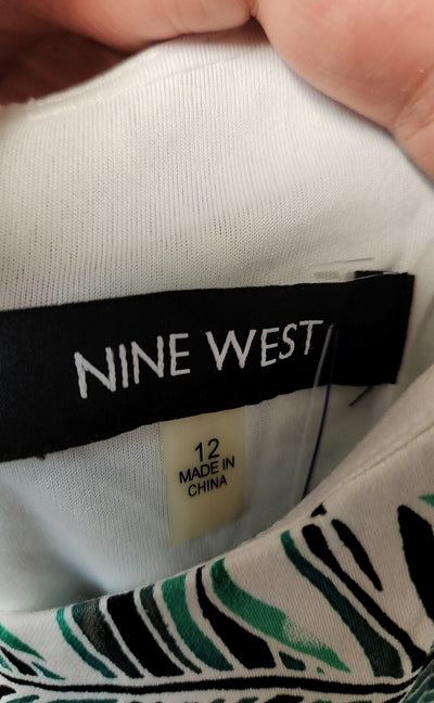 NWT Nine West Women's Size 12 White & Green Floral Dress