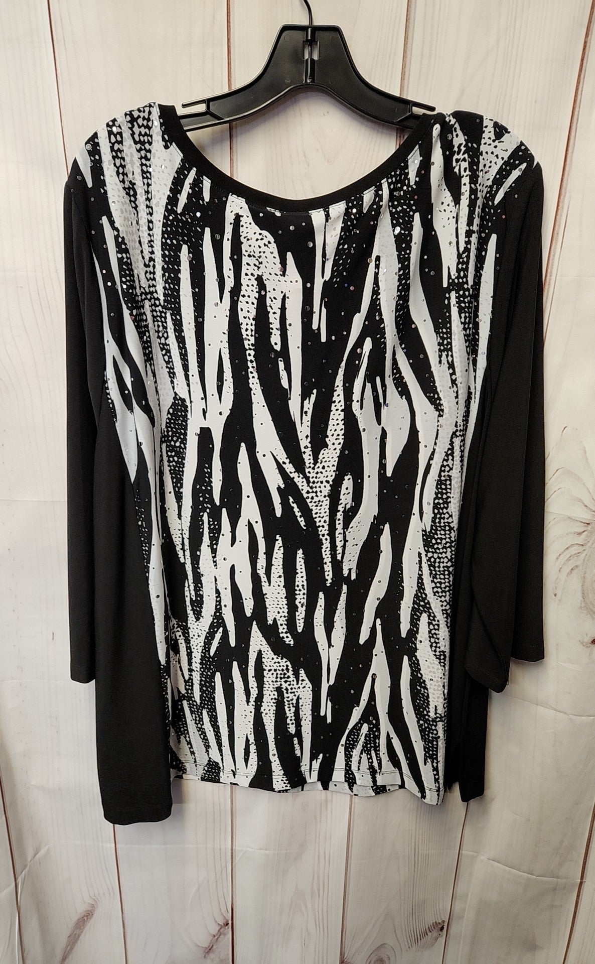 Alfred Dunner Women's Size 2X Black 3/4 Sleeve Top