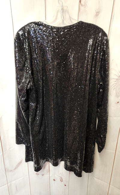 Isaac Mizrahi Live Women's Size L Black Sequined Cardigan