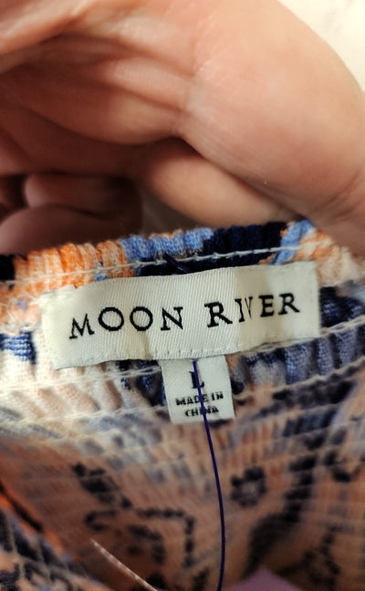 Moon River Women's Size L Blue & Orange Dress