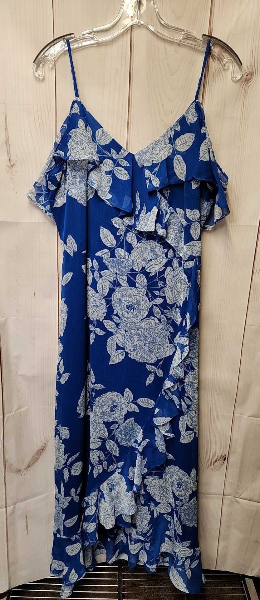 London Times Women's Size 14 Petite Blue Floral Dress