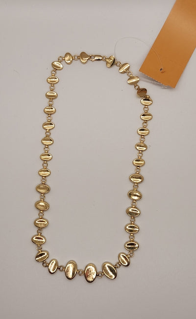 14K 585 Silver/White Gold & Gold 14K Gold Oval Necklace Reverisble 17" 19 Grams