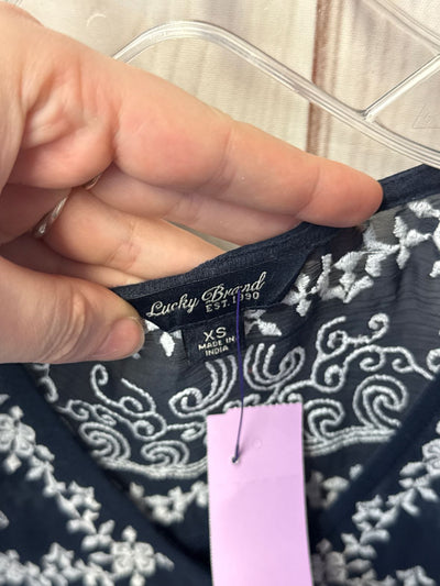 Lucky Brand Women's Size XS Navy Short Sleeve Top