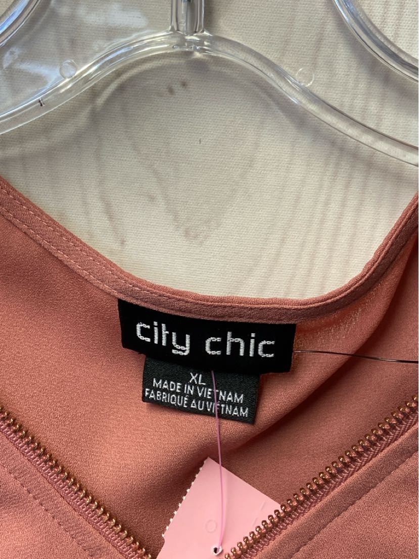 City Chic Women's Size XL Pink Short Sleeve Top