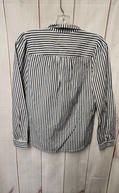 NWT J Crew Women's Size XS White & Blue Long Sleeve Top