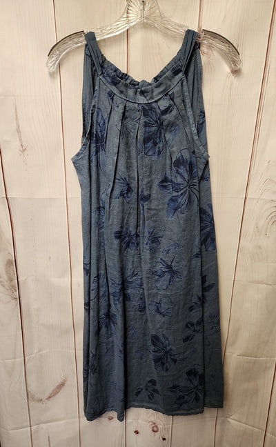 Bellambra Women's Size XL Blue Linen Floral Dress