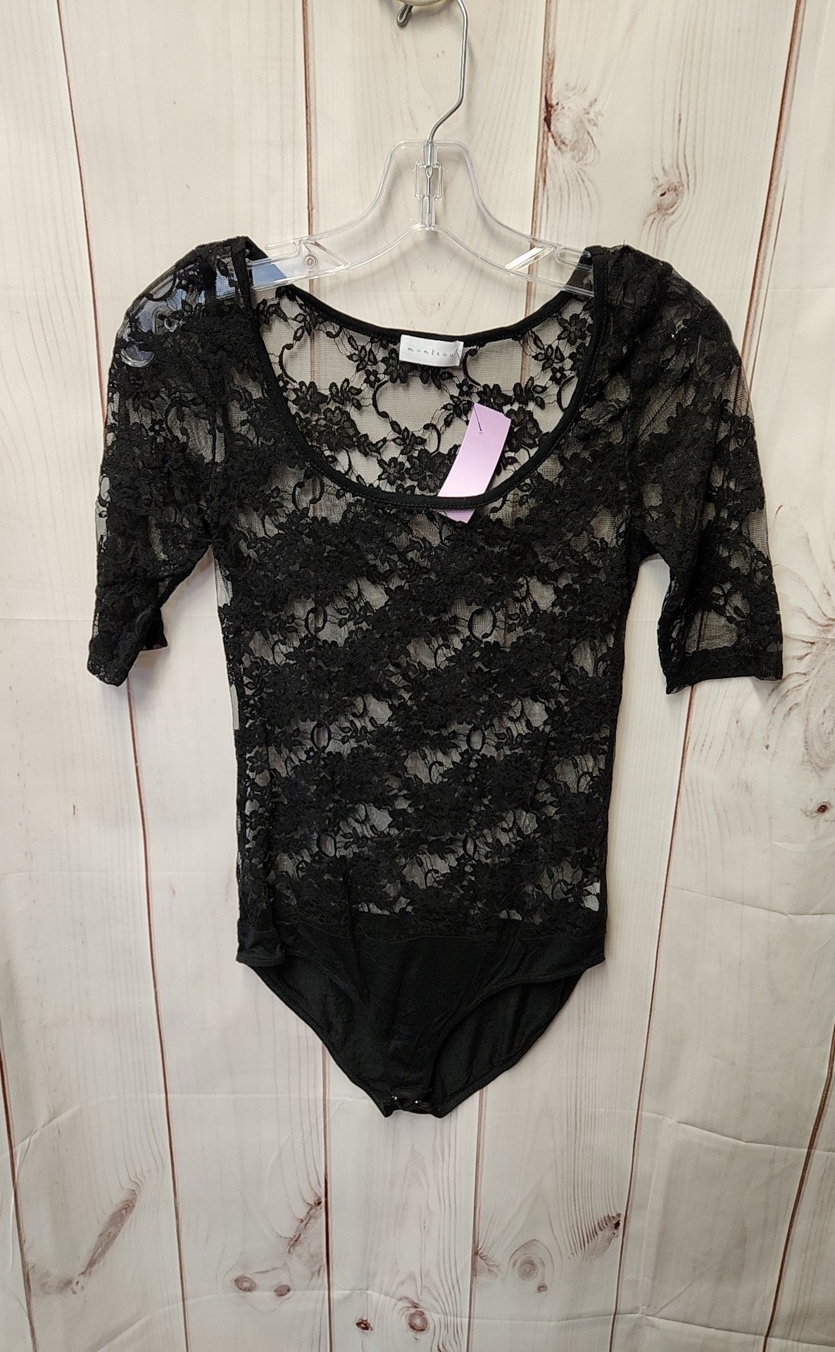 Monteau Women's Size L Black Lace Bodysuit