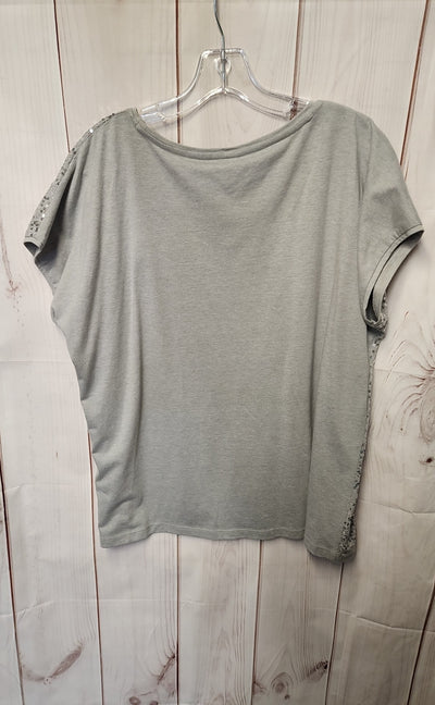 Chico's Women's Size 3 = US XL Gray Sequined Short Sleeve Top