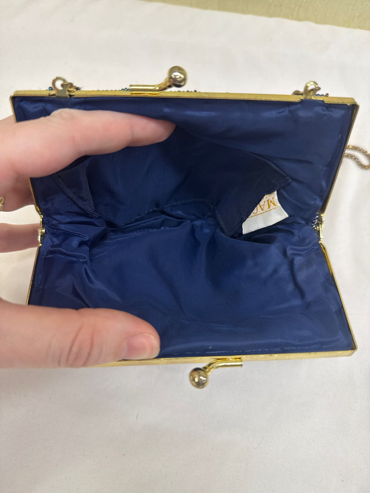 VTG Magid Blue Beaded Purse Bag