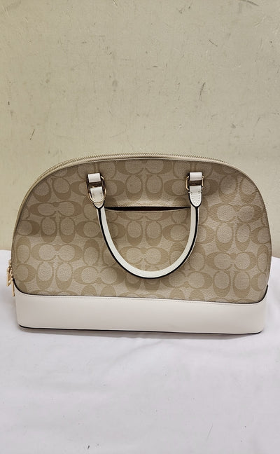 Coach F275584 Sig. Logo Domed Satchel Tan Leather Purse Bag