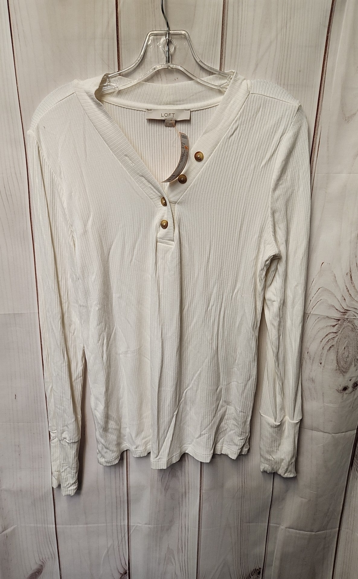 Loft Women's Size L White Long Sleeve Top