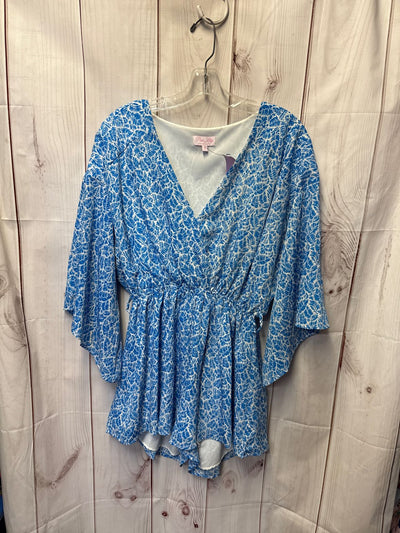 Pink Lily Women's Size S Blue Romper